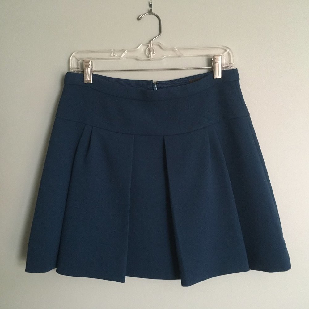 J. Crew Pleated Blue-Green Skirt